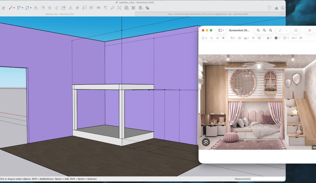 lapsevoodi mõõtmistuse paika panek
